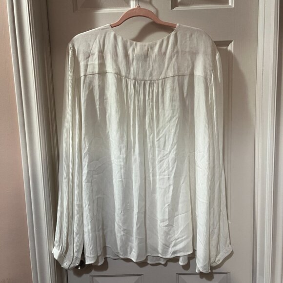 DC Jeans White Boho Blouse Top Black Trim Flowy V-Neck Women's Plus Size 2X - Picture 8 of 8